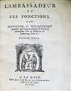 WICQUEFORT, ABRAHAM. L'Ambassadeur et ses Fonctions.  2 vols.  1680
